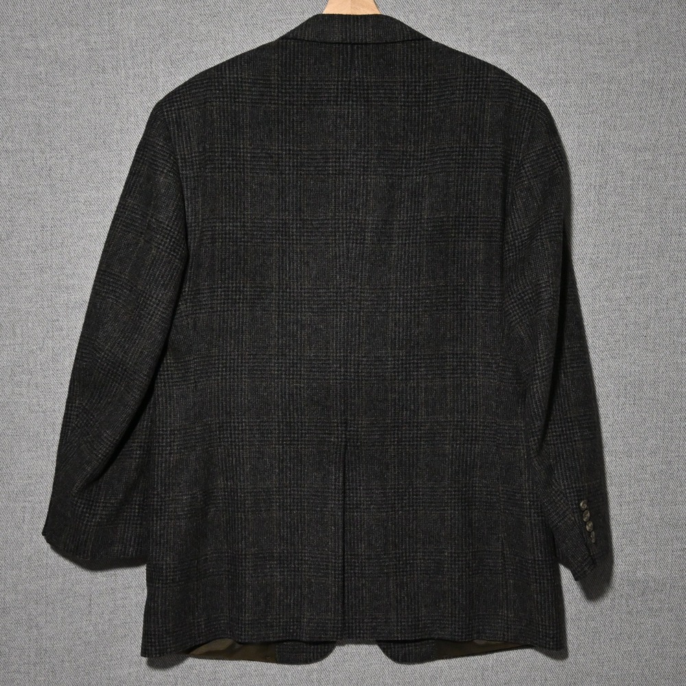 Brooks Brothers Sport Coat Mens 42R Camel Hair Plaid USA Charcoal Gray - Picture 2 of 8